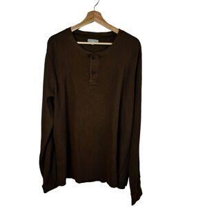 Wallace & Barnes‎ Shirt Men's XXLT Pullover Sweater Brown henley top waffle knit